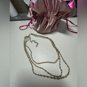 USA .999 Sterling Silver 3 (three) Strand Link Necklace 16" to 20"- 31 gr. VGC